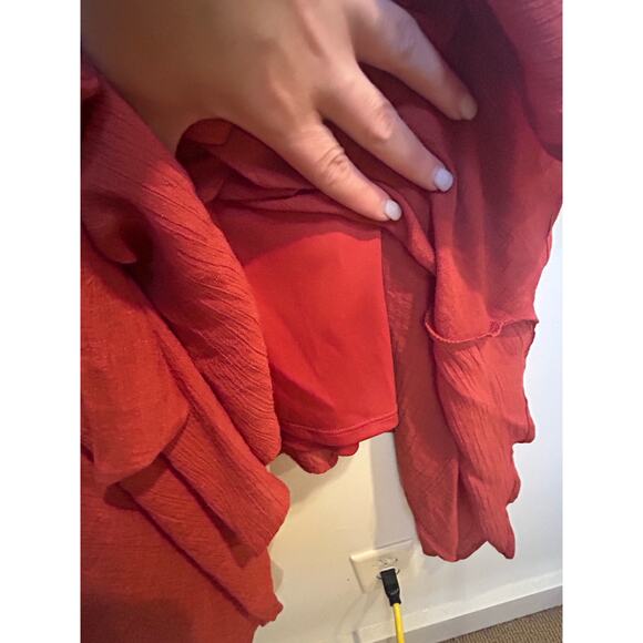 Luxology Sleeveless Swing Dress Size 12 Burnt Orange Sharkbite Hem - Picture 5 of 10